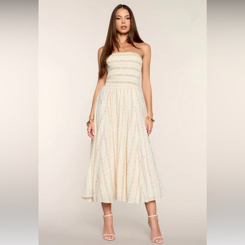 Sunday In Bloom Strapless Midi Dress